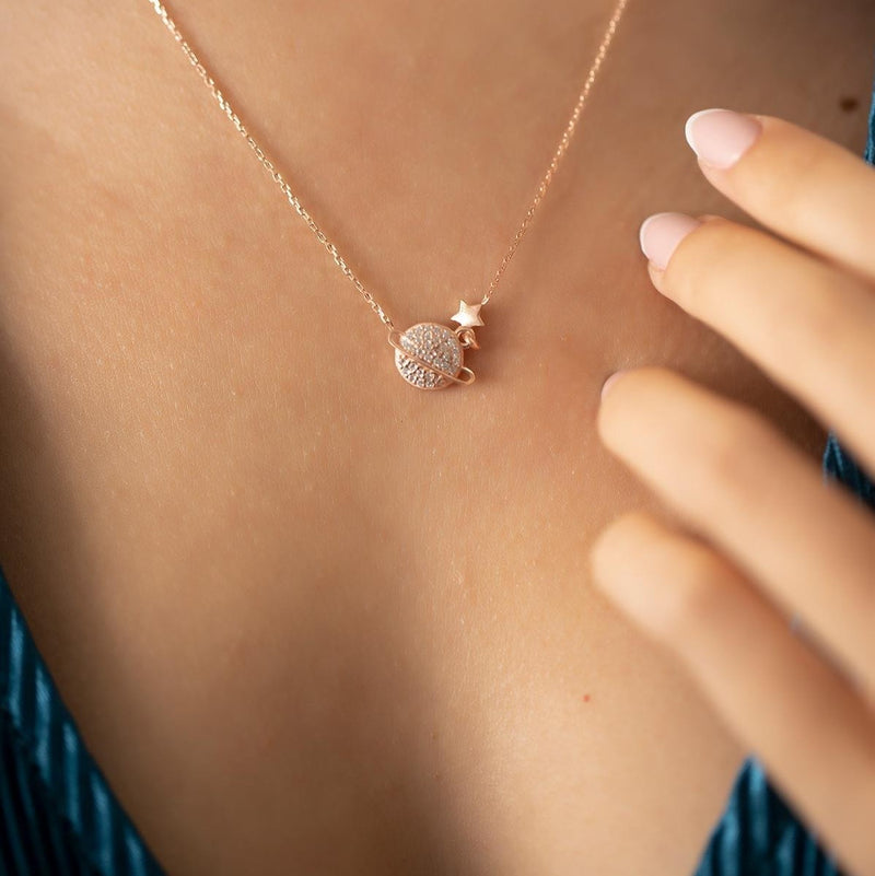 Sterling Silver Planet and Star Necklace