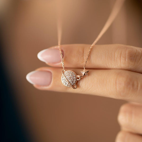 Sterling Silver Planet and Star Necklace