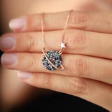 Sterling Silver Planet and Star Necklace