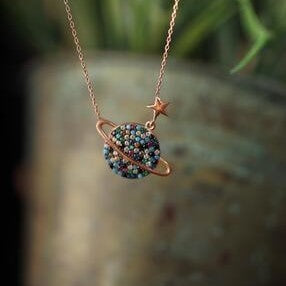 Sterling Silver Planet and Star Necklace