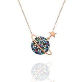 Sterling Silver Planet and Star Necklace
