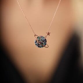 Sterling Silver Planet and Star Necklace