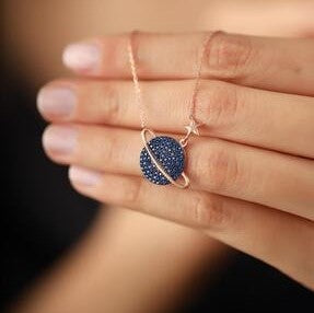 Sterling Silver Planet and Star Sapphire Necklace