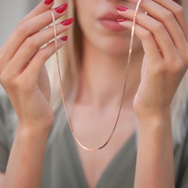 Sterling Silver Snake / Flat Chain Necklace