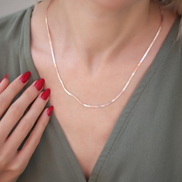 Sterling Silver Snake / Flat Chain Necklace