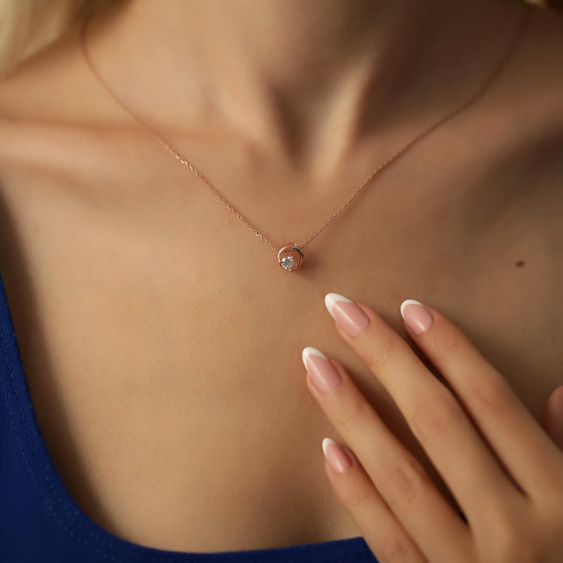 Sterling Silver Solitaire Circle Necklace