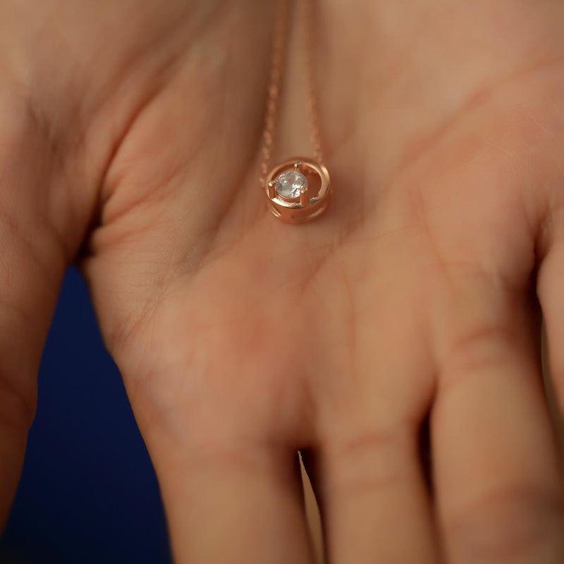 Sterling Silver Solitaire Circle Necklace