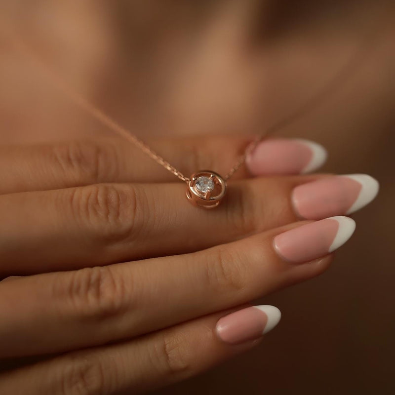 Sterling Silver Solitaire Circle Necklace