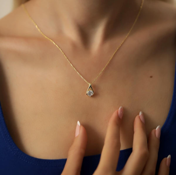 Sterling Silver Solitaire Triangle Necklace