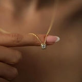Sterling Silver Square Solitaire Necklace