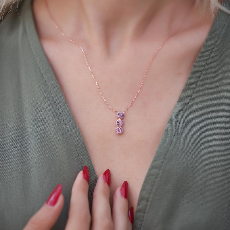 Sterling Silver Triple Circle Amethyst Necklace