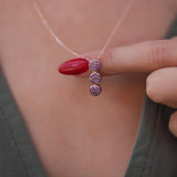 Sterling Silver Triple Circle Amethyst Necklace