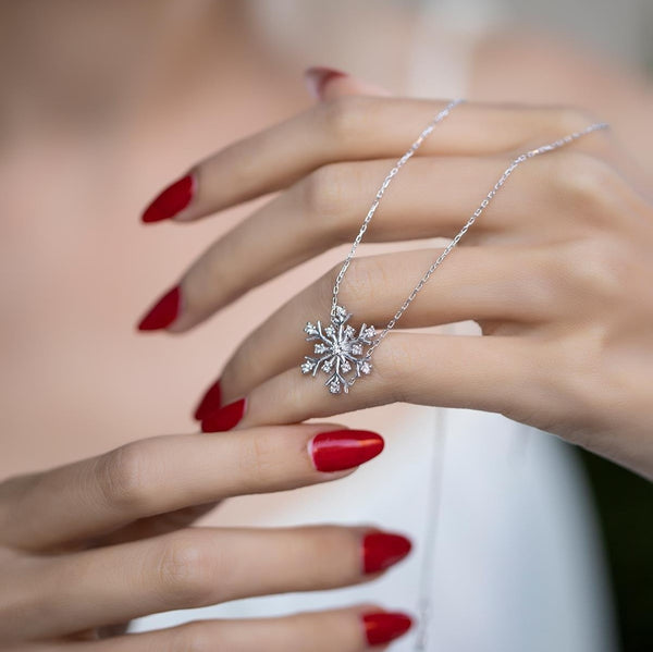 Sterling Silver Zircon Snowflake Necklace