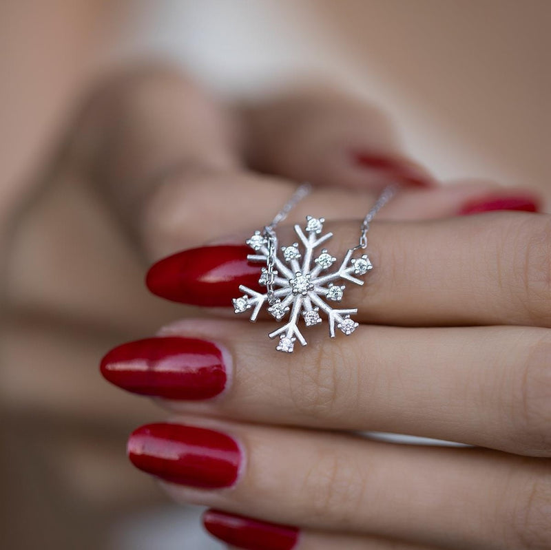 Sterling Silver Zircon Snowflake Necklace