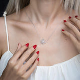Sterling Silver Zircon Snowflake Necklace