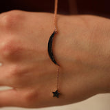 Sterling Silver Zircon Star & Crescent Necklace