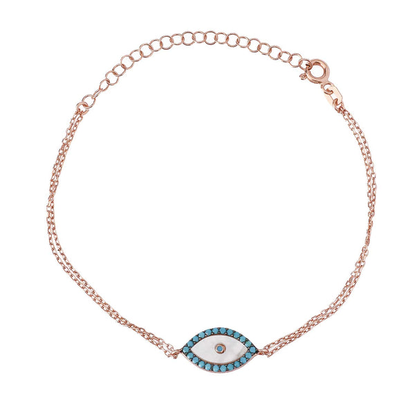 Double Chain Evil Eye Bracelet with Turquoise