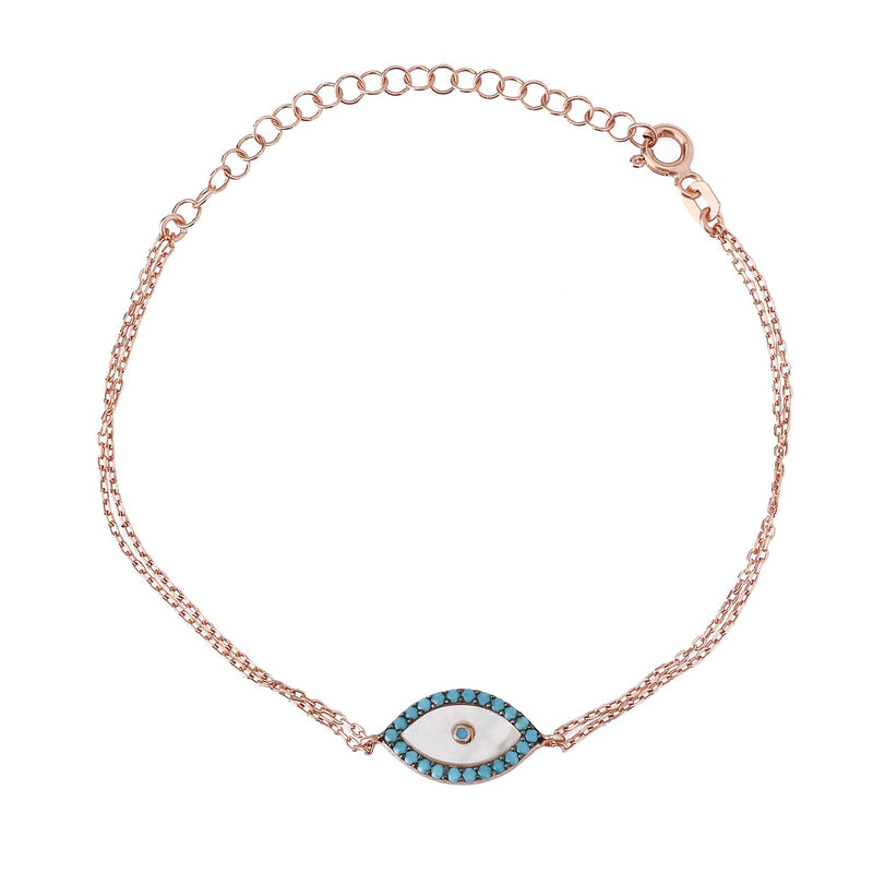 Double Chain Evil Eye Bracelet with Turquoise