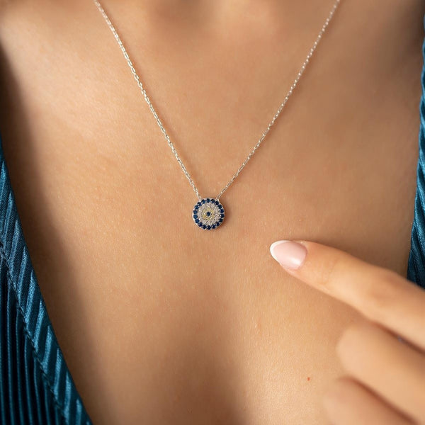 Women's Sterling Silver Evil Eye Necklace