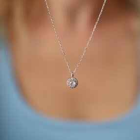 Women's Sterling Silver Solitaire Necklace