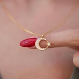 Women's Sterling Silver Star & Crescent Necklace