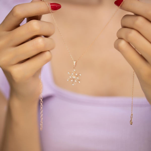 Women's Sterling Silver Zircon Snowflake Necklace