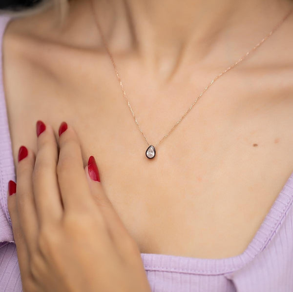 Women's Sterling Silver Zircon Waterdrop Necklace