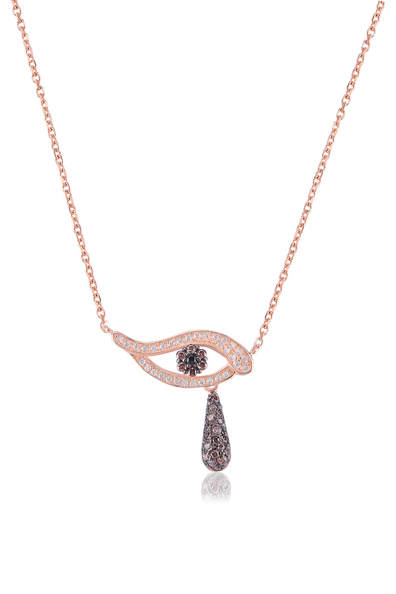 Evil Eye Necklace with Brown CZ