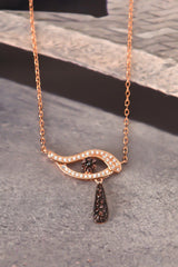 Evil Eye Necklace with Brown CZ