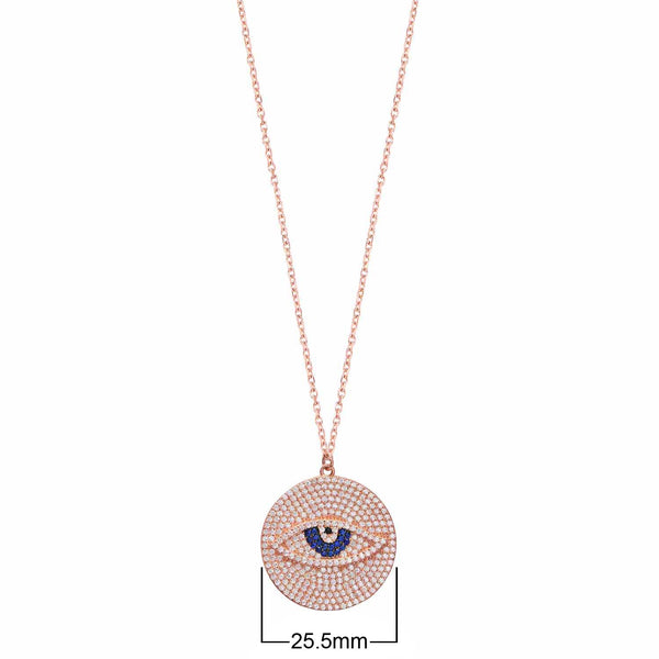 Sterling Silver Evil Eye Necklace with CZ