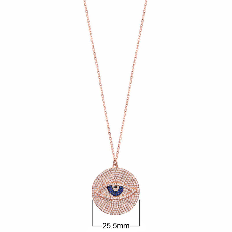 Sterling Silver Evil Eye Necklace with CZ