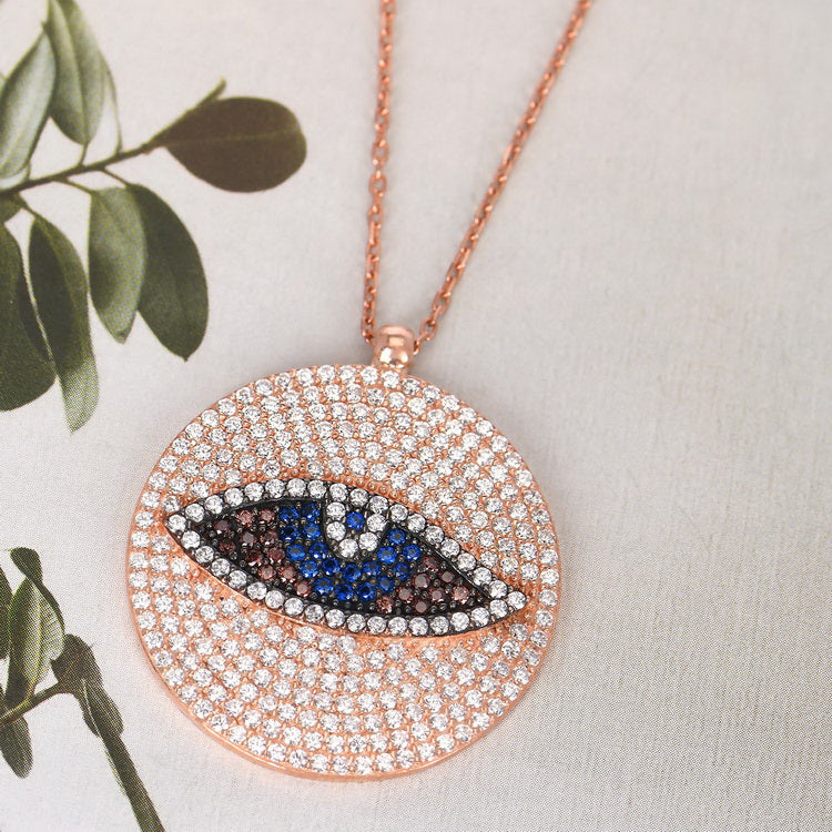 Sterling Silver Evil Eye Necklace with CZ