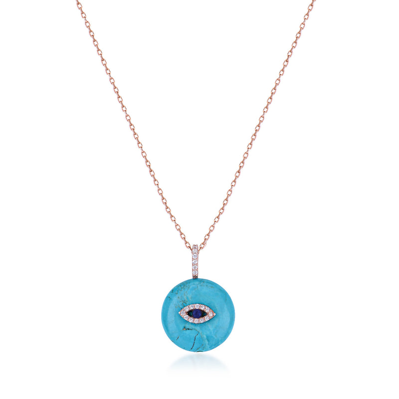 Sterling Silver Evil Eye Necklace with CZ