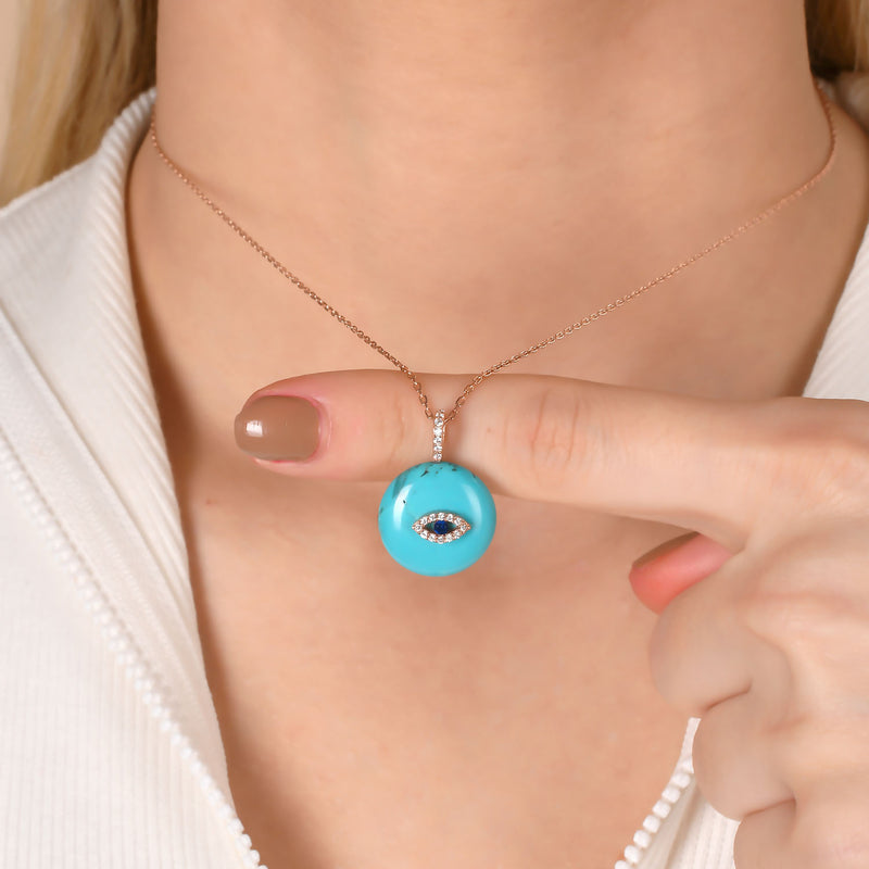 Sterling Silver Evil Eye Necklace with CZ