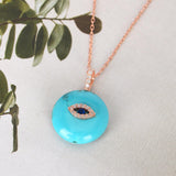 Sterling Silver Evil Eye Necklace with CZ
