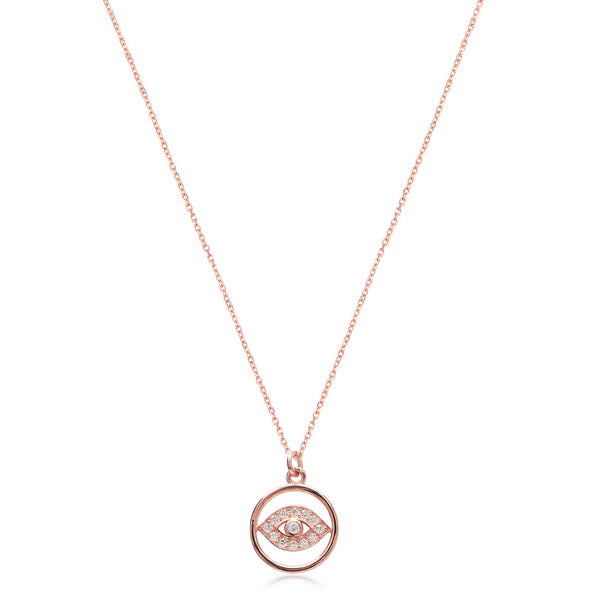 Sterling Silver Evil Eye Necklace with CZ