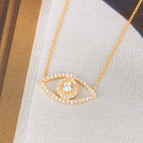 Zircon Stone Diamond Mounted Eye Pattern Gold platedPlated Sterling Silver Necklace
