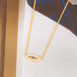 Zircon Stone Diamond Mounted Eye Pattern Gold platedPlated Sterling Silver Necklace