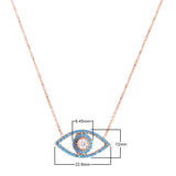 Zircon Stone Diamond Mounted Eye Pattern Rose Plated Sterling Silver Necklace