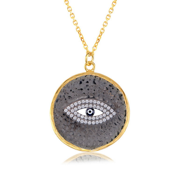 Sterling Silver Evil Eye Necklace with CZ