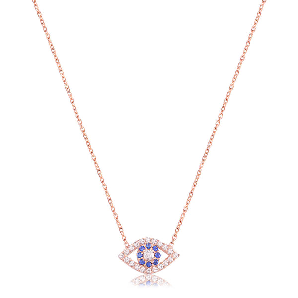 Gold Evil Eye Necklace with CZ