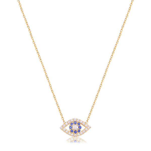 Sterling Silver Evil Eye Necklace with CZ