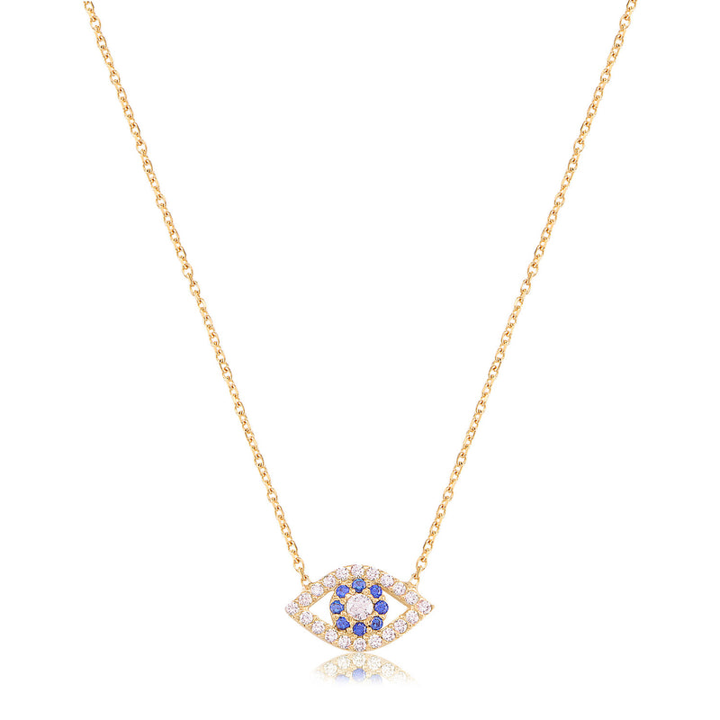 Sterling Silver Evil Eye Necklace with CZ