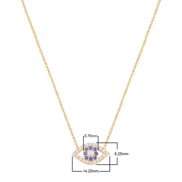 Sterling Silver Evil Eye Necklace with CZ