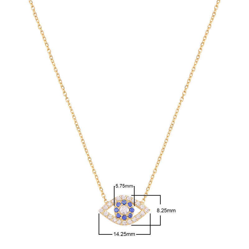 Sterling Silver Evil Eye Necklace with CZ