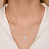 Sterling Silver Evil Eye Necklace with CZ