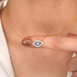Sterling Silver Evil Eye Necklace with CZ