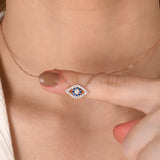 Gold Evil Eye Necklace with CZ