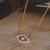 Sterling Silver Evil Eye Necklace with CZ