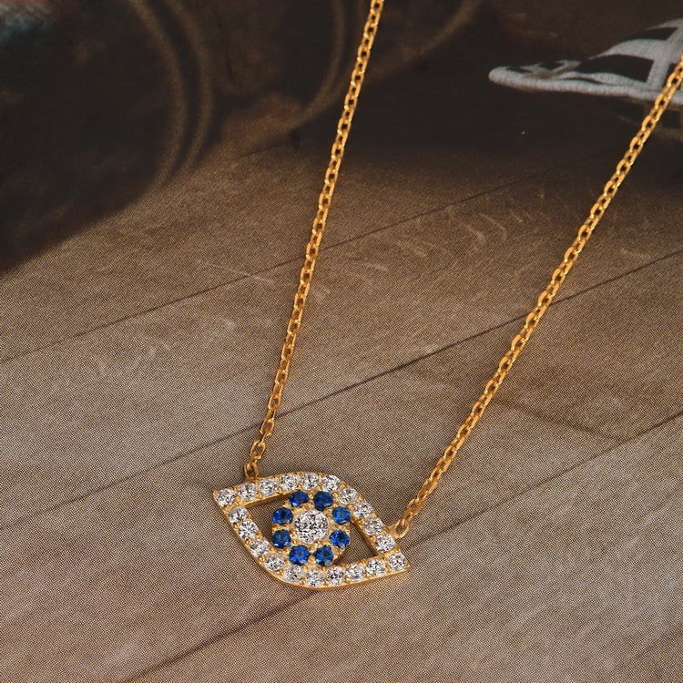 Sterling Silver Evil Eye Necklace with CZ